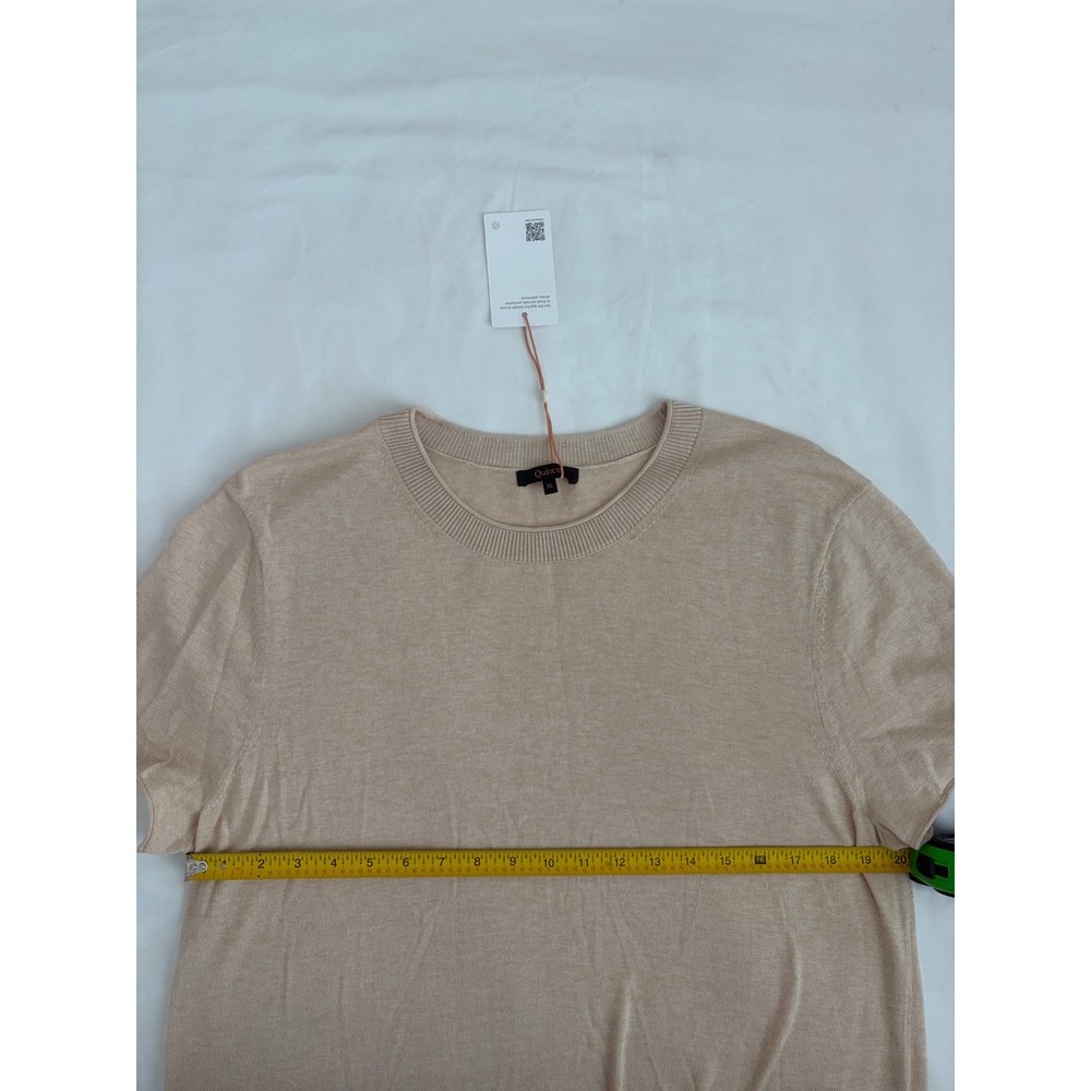 Quince Organic Cotton Cashmere Short Sleeve Sweater Tee Oatmeal Beige XL NWT - Picture 8 of 11